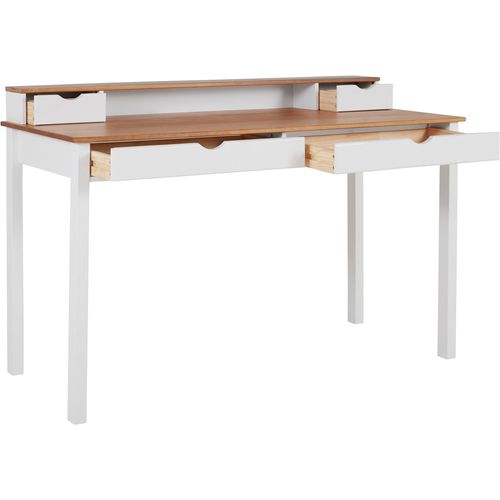 Gava-bureau à 2 Tiroirs Avec Étagère Blanche