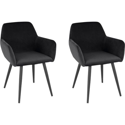 Live - Lot De 2 Chaises De Salle à Manger En Velours Noir