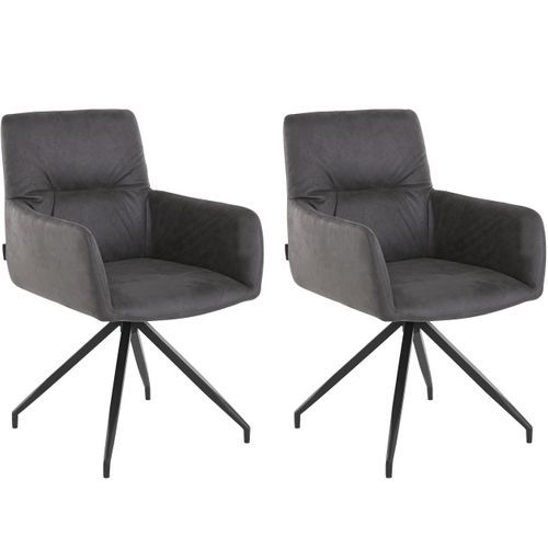 Alice-fauteuil En Microfibre Grise, Lot De 2