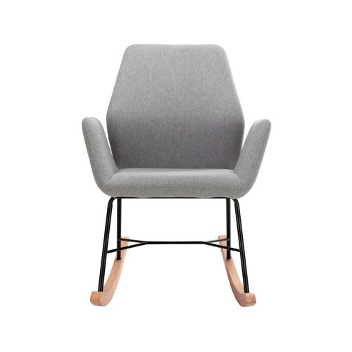 Cobo-fauteuil à Bascule En Tissu Tissé Gris Clair Et Noir