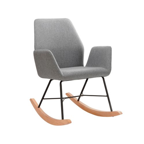 Cobo-fauteuil à Bascule En Tissu Tissé Gris Clair Et Noir