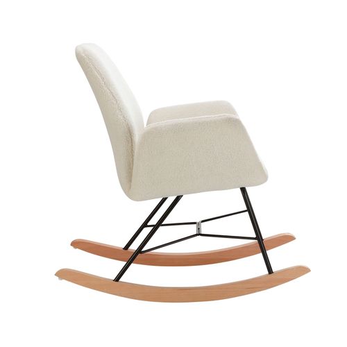 Cobo-fauteuil à Bascule En Tissu Tissé Blanc Cassé/noir