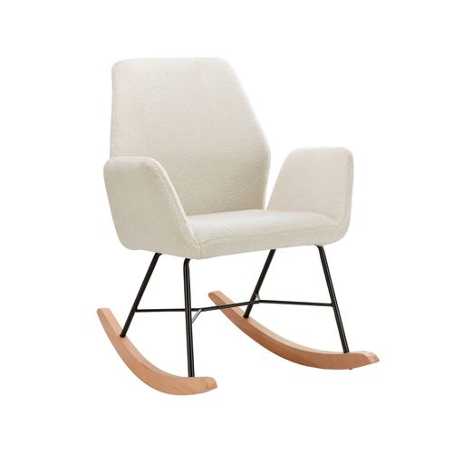 Cobo-fauteuil à Bascule En Tissu Tissé Blanc Cassé/noir