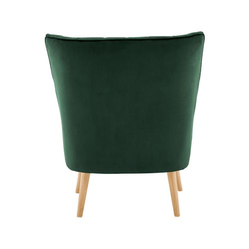 Zenia-fauteuil Et Tabouret En Velours Vert Foncé
