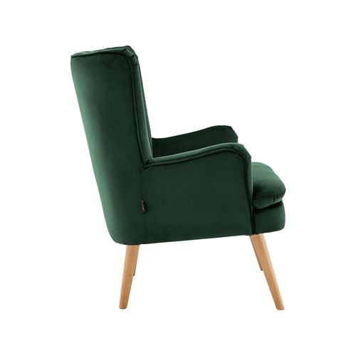 Zenia-fauteuil Et Tabouret En Velours Vert Foncé