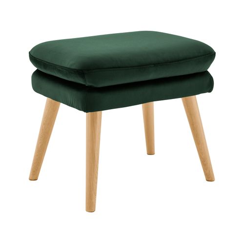 Zenia-fauteuil Et Tabouret En Velours Vert Foncé