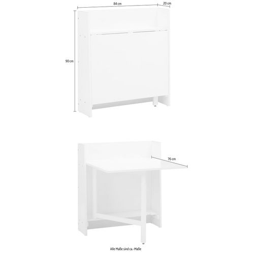 Walter - Table Pliante 84x80 Cm 3 Personnes En Mdf Blanc