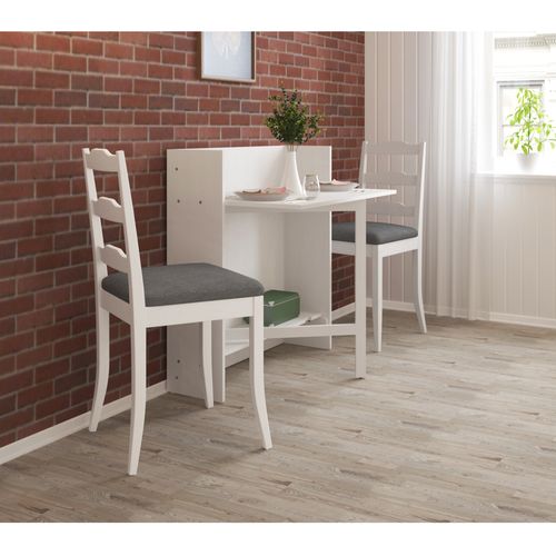 Walter - Table Pliante 84x80 Cm 3 Personnes En Mdf Blanc