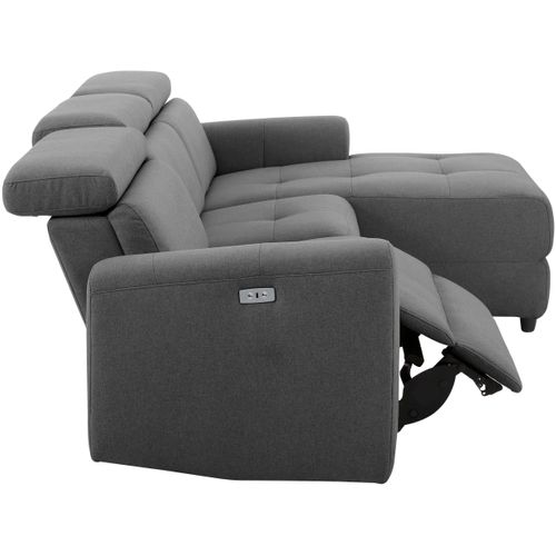 Capena-canapé 3 Places Chaise Longue Electrique Droite En Tissu Solaire Anthracite