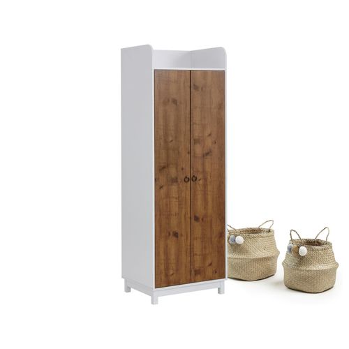 Goslar-armoire à 2 Portes En Mdf Blanc Et Chêne Pacifique