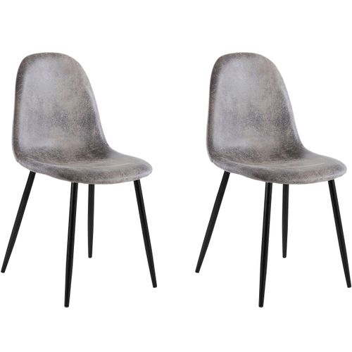 Miller-lot De 2 Chaises De Salle à Manger En Microfibre Gris