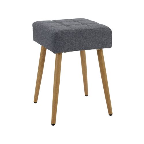 Louise - Tabouret En Tissu Anthracite Et Pieds En Métal Chêne