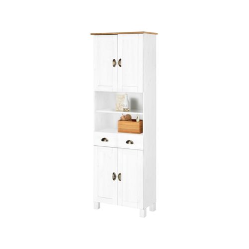 Toscana-armoire Haute 4 Portes 1 Tiroir Blanc/miel