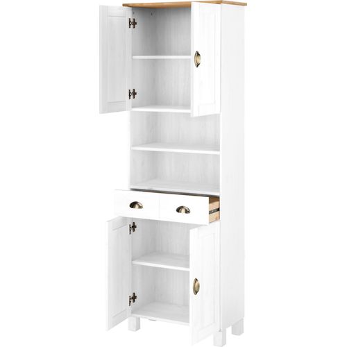 Toscana-armoire Haute 4 Portes 1 Tiroir Blanc/miel