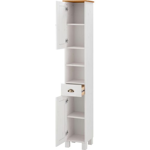 Toscana-armoire Étroite 2 Portes 1 Tiroir Blanc/miel