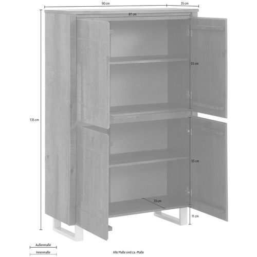 Lagos-buffet Haut En Pin Marron