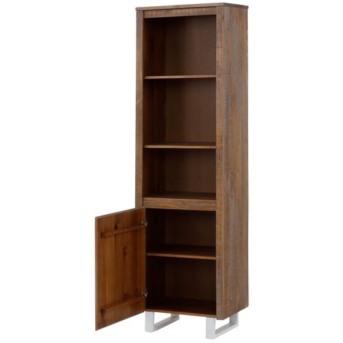 Lagos-bibliothèque à 1 Porte Et 3 Compartiments En Pin Marron