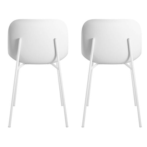 Ocean-chaises De Salle à Manger Lot De 2 En Plastique Recyclé Blanc Avec Pieds En Métal