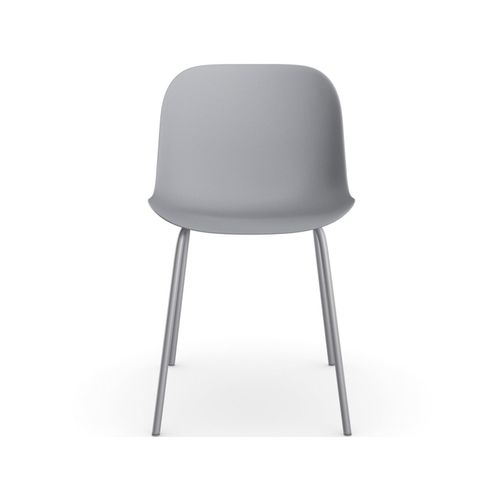 Ocean-chaises De Salle à Manger Lot De 2 En Plastique Recyclé Gris Avec Pieds En Métal