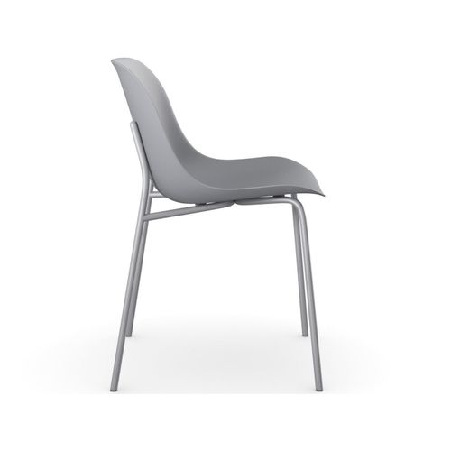 Ocean-chaises De Salle à Manger Lot De 2 En Plastique Recyclé Gris Avec Pieds En Métal