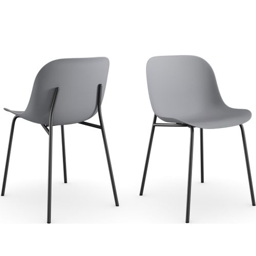 Ocean-lot De 2 Chaises De Salle à Manger En Plastique Avec Pieds En Métal