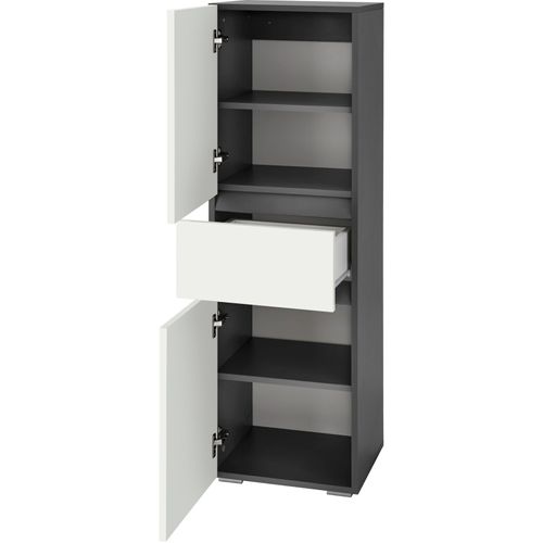 Wisla -colonne Midi Avec 1 Tiroir Et 2 Portes En Effet Bois Blanc / Anthracite