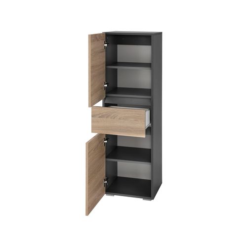 Wisla -colonne Midi 2 Portes Et 1 Tiroir En Chêne Anthracite