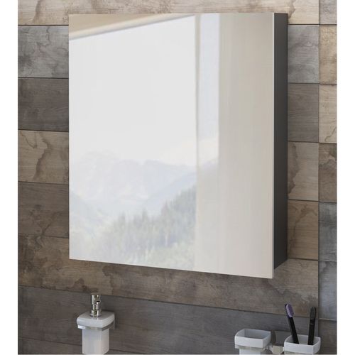 Wisla  - Armoire Suspendue Avec Miroir En Effet Bois Blanc / Anthracite
