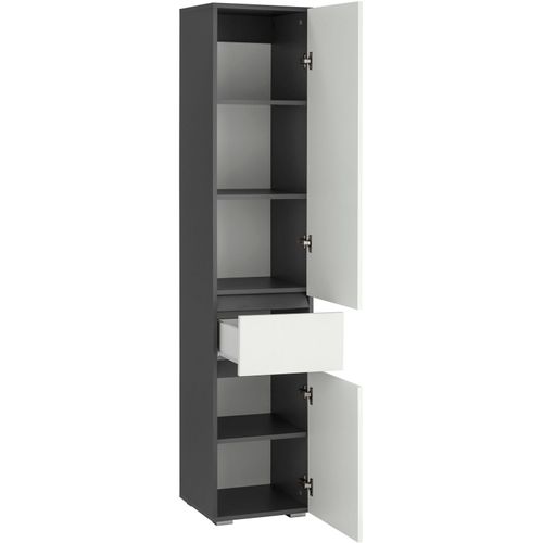 Wisla -colonne Avec 1 Tiroir Et 2 Portes En Aggloméré Blanc / Anthracite