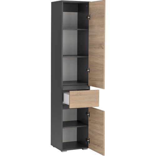 Wisla -colonne Avec 1 Tiroir Et 2 Portes En Effet Chêne / Anthracite