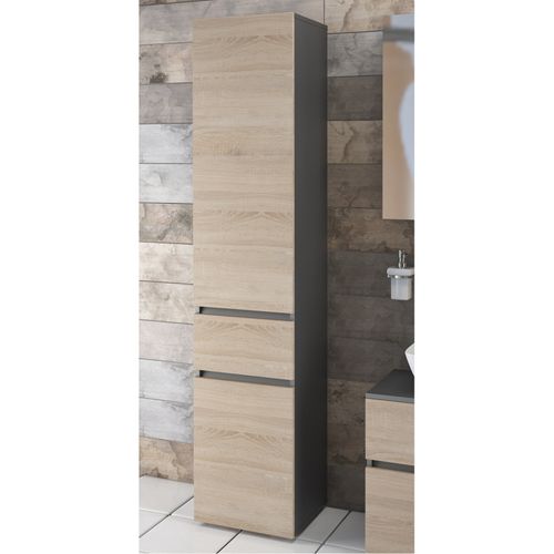 Wisla -colonne Avec 1 Tiroir Et 2 Portes En Effet Chêne / Anthracite