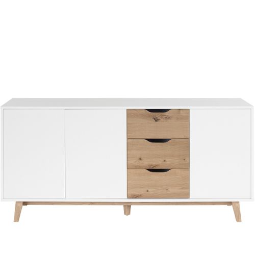 Meera-buffet à 3 Portes Et 3 Tiroirs Aspect Chêne Blanc