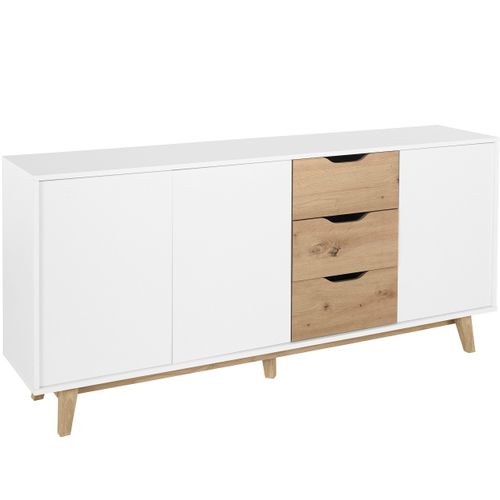 Meera-buffet à 3 Portes Et 3 Tiroirs Aspect Chêne Blanc
