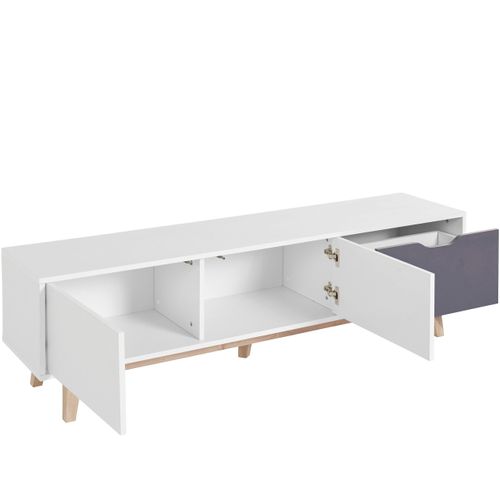 Meera-meuble TV Avec 1 Tiroir Et 2 Portes En Blanc / Anthracite