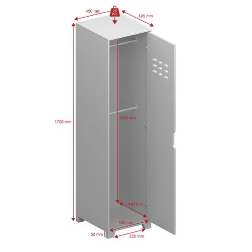Linus-armoire à 1 Porte En Mdf Gris