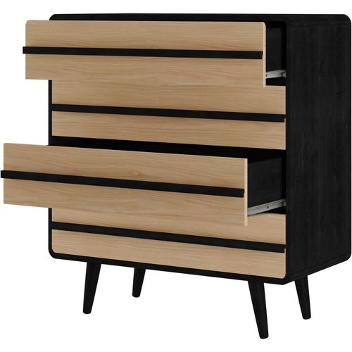 Chantal - Commode Avec 4 Tiroirs En Effet Chêne Noir