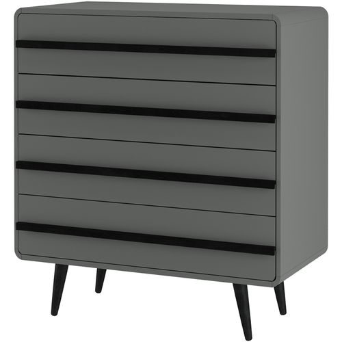 Chantal - Commode Avec 4 Tiroirs En Gris/noir