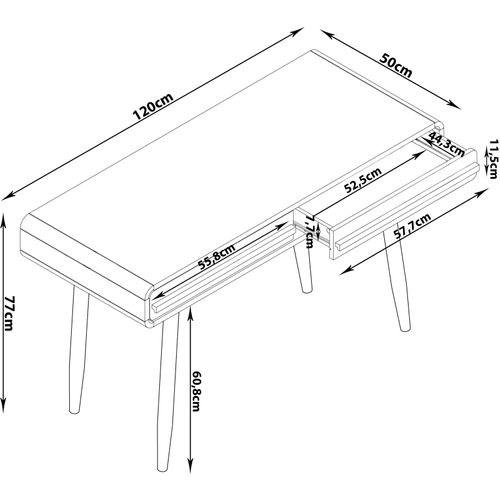 Chantal - Bureau Avec 2 Tiroirs En Effet Chêne Et Noir