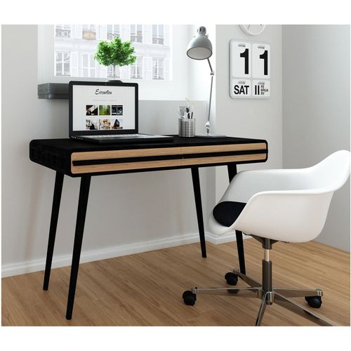 Chantal - Bureau Avec 2 Tiroirs En Effet Chêne Et Noir