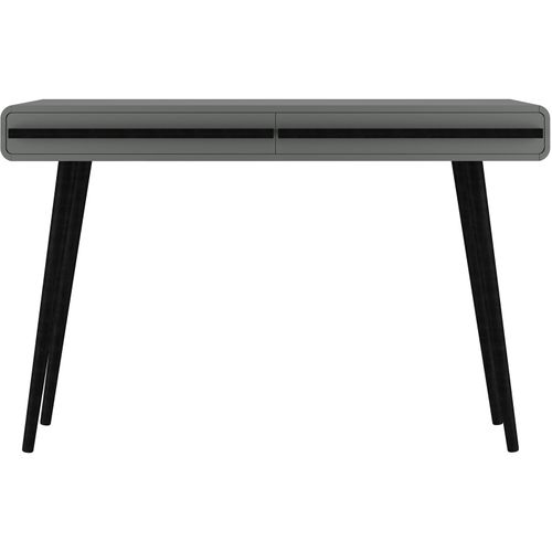 Chantal - Bureau Avec 2 Tiroirs En Mélaminé Gris Et Noir