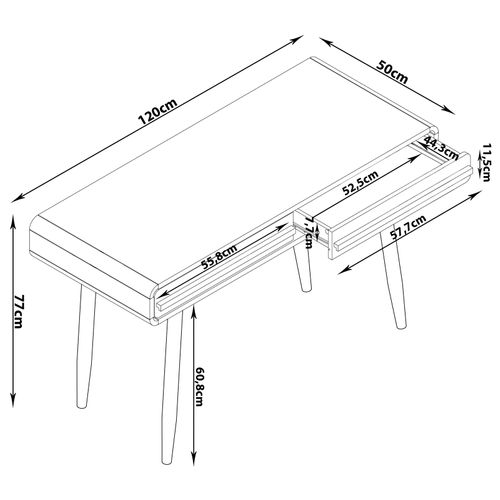 Chantal - Bureau Avec 2 Tiroirs En Mélaminé Gris Et Noir