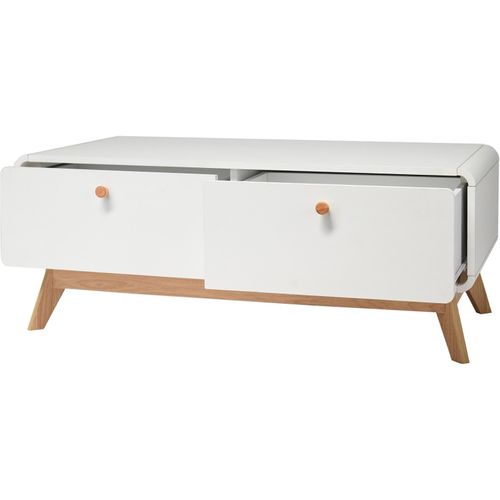 Cassie - Meuble TV Avec 2 Tiroirs En Mélaminé Blanc