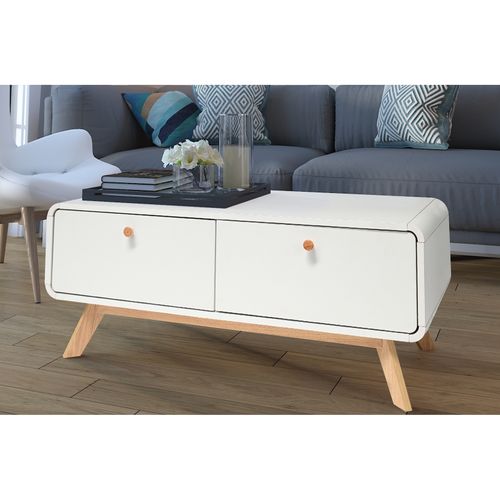 Cassie - Meuble TV Avec 2 Tiroirs En Mélaminé Blanc