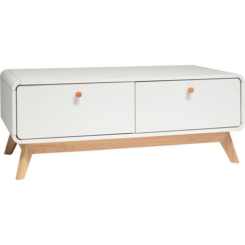 Cassie - Meuble TV Avec 2 Tiroirs En Mélaminé Blanc