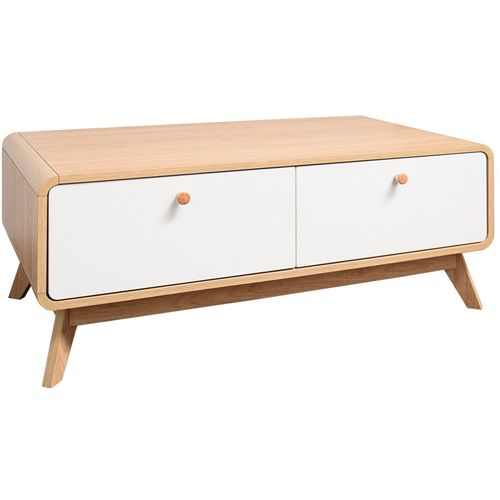 Cassie - Meuble TV Avec 2 Tiroirs En Effet Chêne Blanc