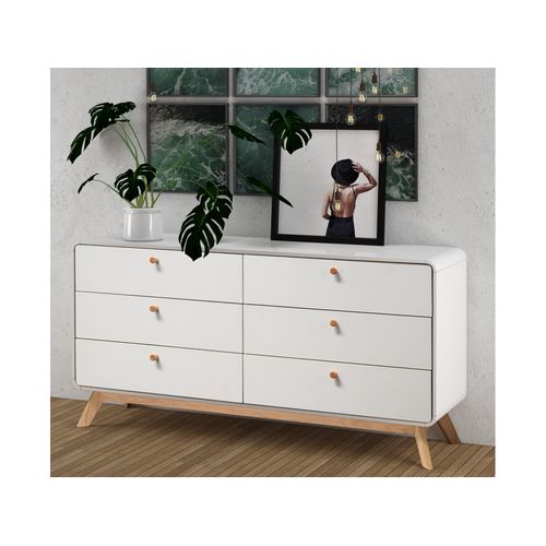 Cassie - Buffet Avec 3+3 Tiroirs En Blanc