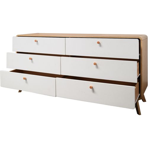 Cassie - Commode à 3+3 Tiroirs En Effet Chêne Et Blanc