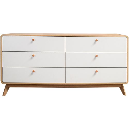 Cassie - Commode à 3+3 Tiroirs En Effet Chêne Et Blanc