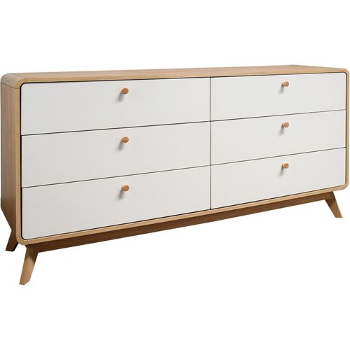 Cassie - Commode à 3+3 Tiroirs En Effet Chêne Et Blanc