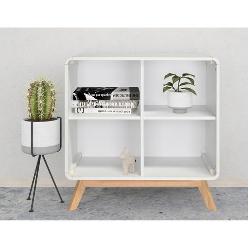 Cassie - Bibliothèque à 4 Étagères En Effet Bois Blanc